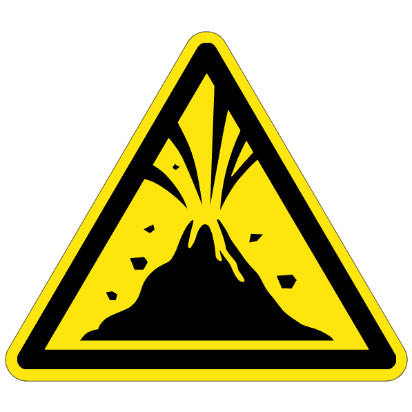 Danger zone volcanique - W075 - ISO 7010 - étiquettes et panneaux de danger et de prévention