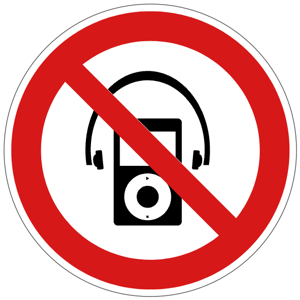 Lecteurs audio interdits - P252 - étiquettes et panneaux d'interdiction et de restriction