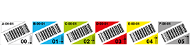 Image d’une étiquette rack multi-niveaux avec une double flèche au-dessus des différents coloris pour illustrer que ces étiquettes sont modulables en termes de couleurs ou nombre de niveaux.