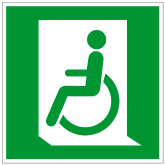 Pictogramme sortie de secours pour les personnes porteuses de handicap catégorie évacuation et secours.