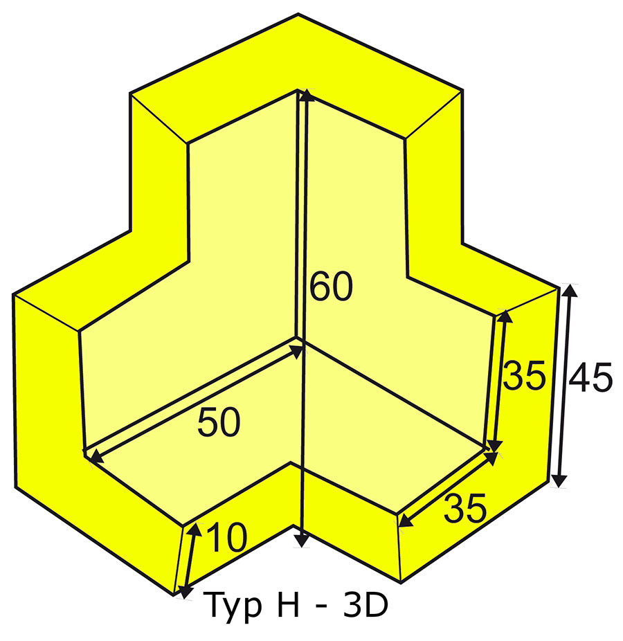 Amortisseur- Coin pour modèle H, 3D