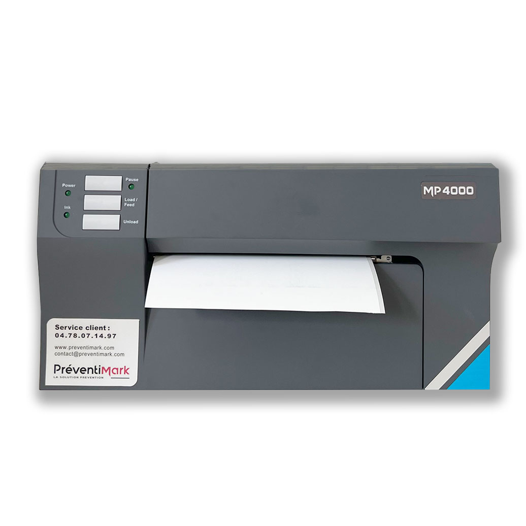 Imprimante signalétique d'étiquettes adhésives à transfert thermique :  MP100 - Préventimark