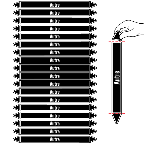 Étiquettes adhésives de marqueur de tuyauterie autre noir