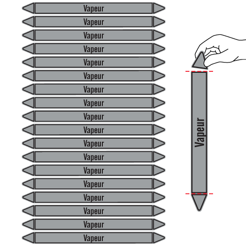 Étiquettes adhésives de marqueur de tuyauterie Vapeur