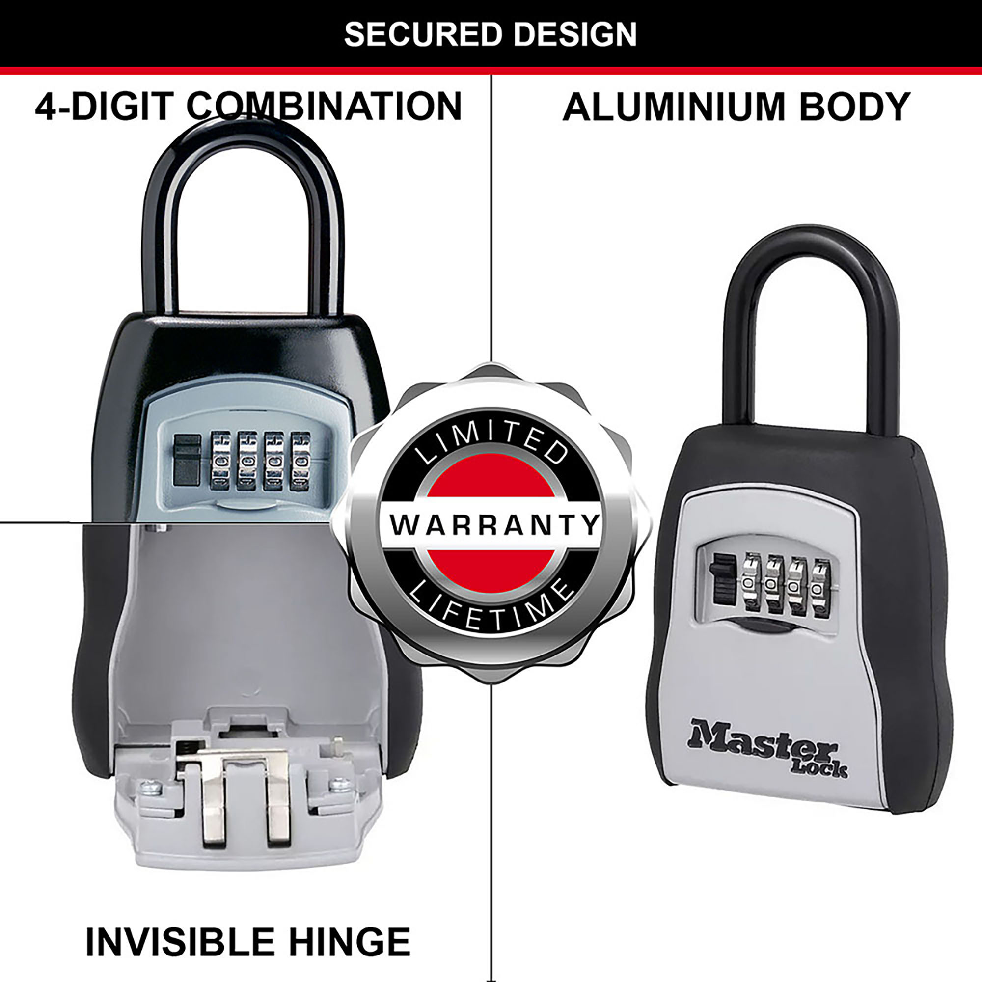 Boite à clés sécurisée rétroéclairée Extérieur à Anse Medium- Master Lock-  Preventimark - Préventimark