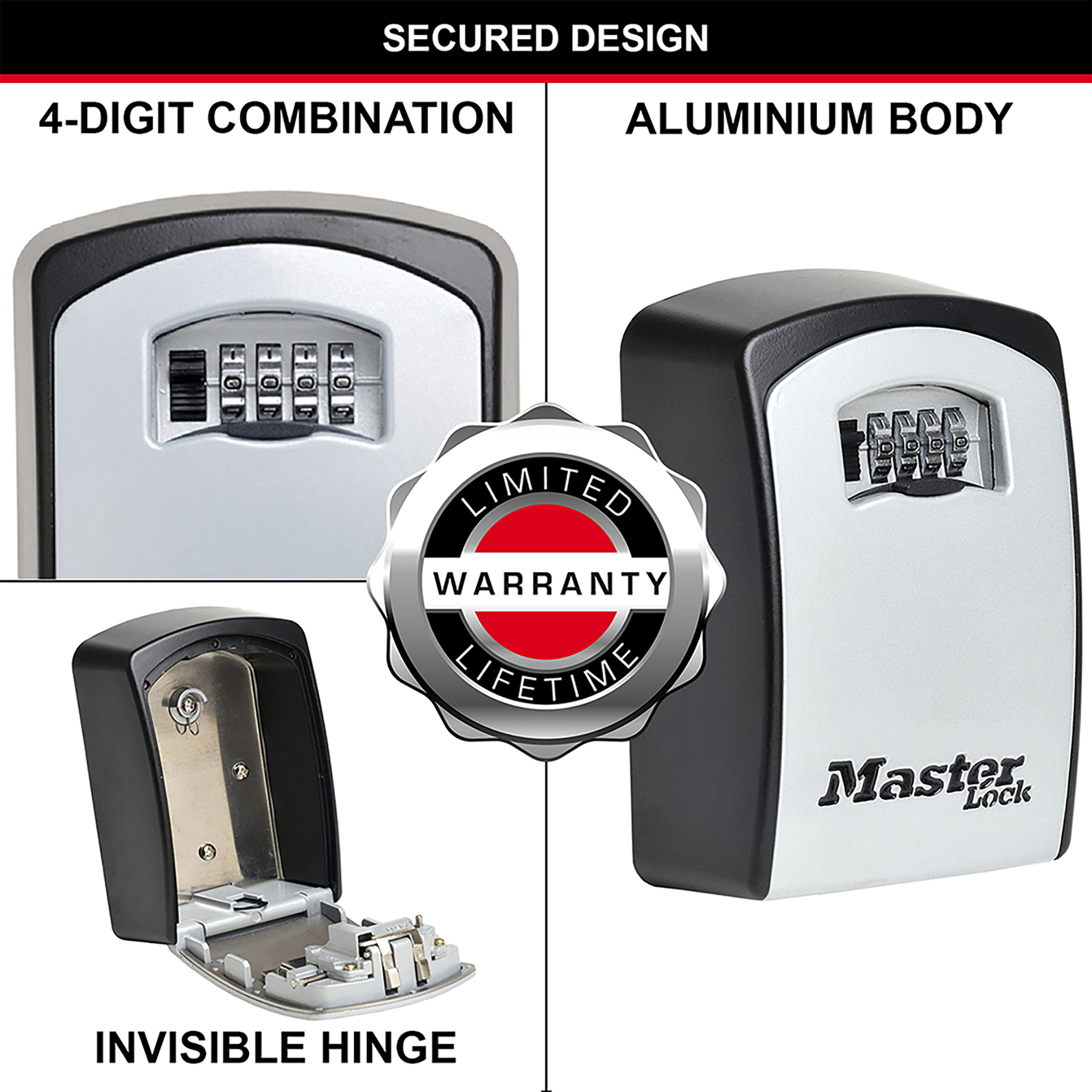 Boite à clés sécurisée rétroéclairée Extérieur à Anse Medium- Master Lock-  Preventimark - Préventimark