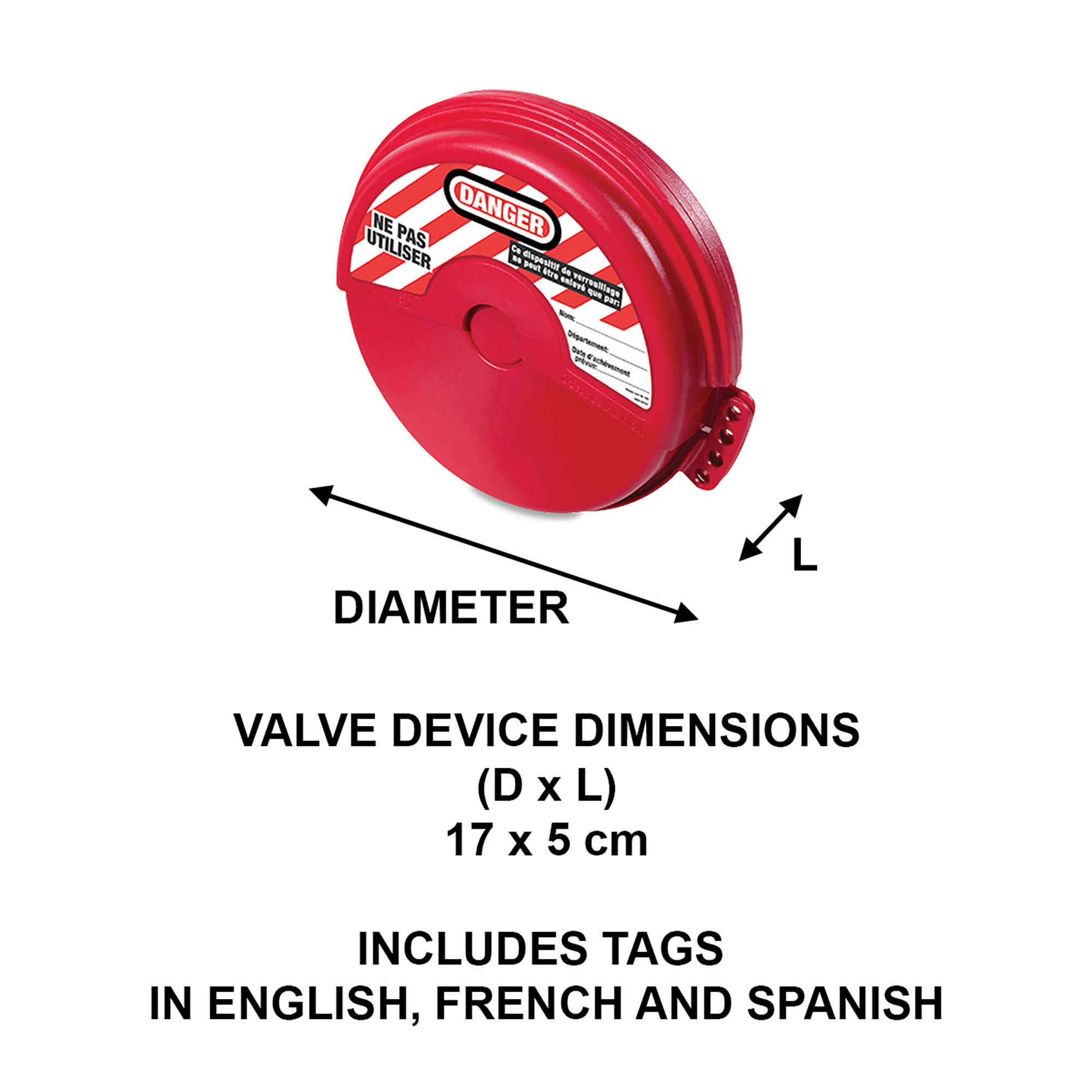 Dispositif de consignation de vannes à volant, de 10,2 à 16,5 cm- Master Lock- Preventimark