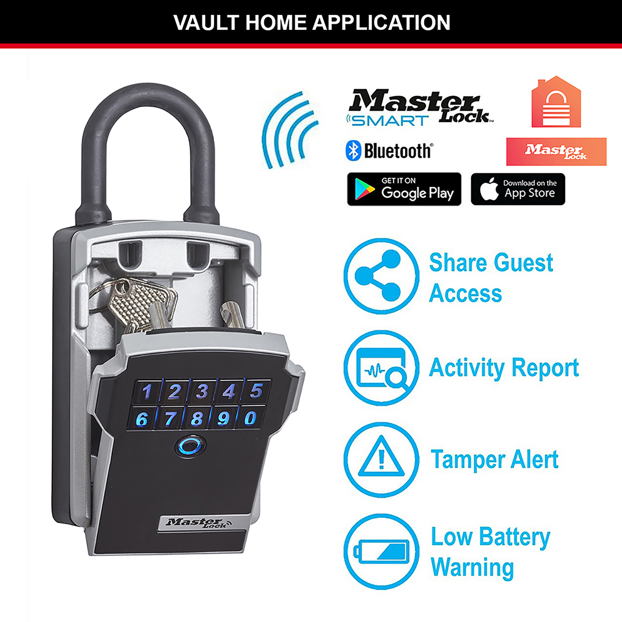 Boîte à Clé Connectée Bluetooth ou Combinaison- Master Lock- Preventimark -  Préventimark