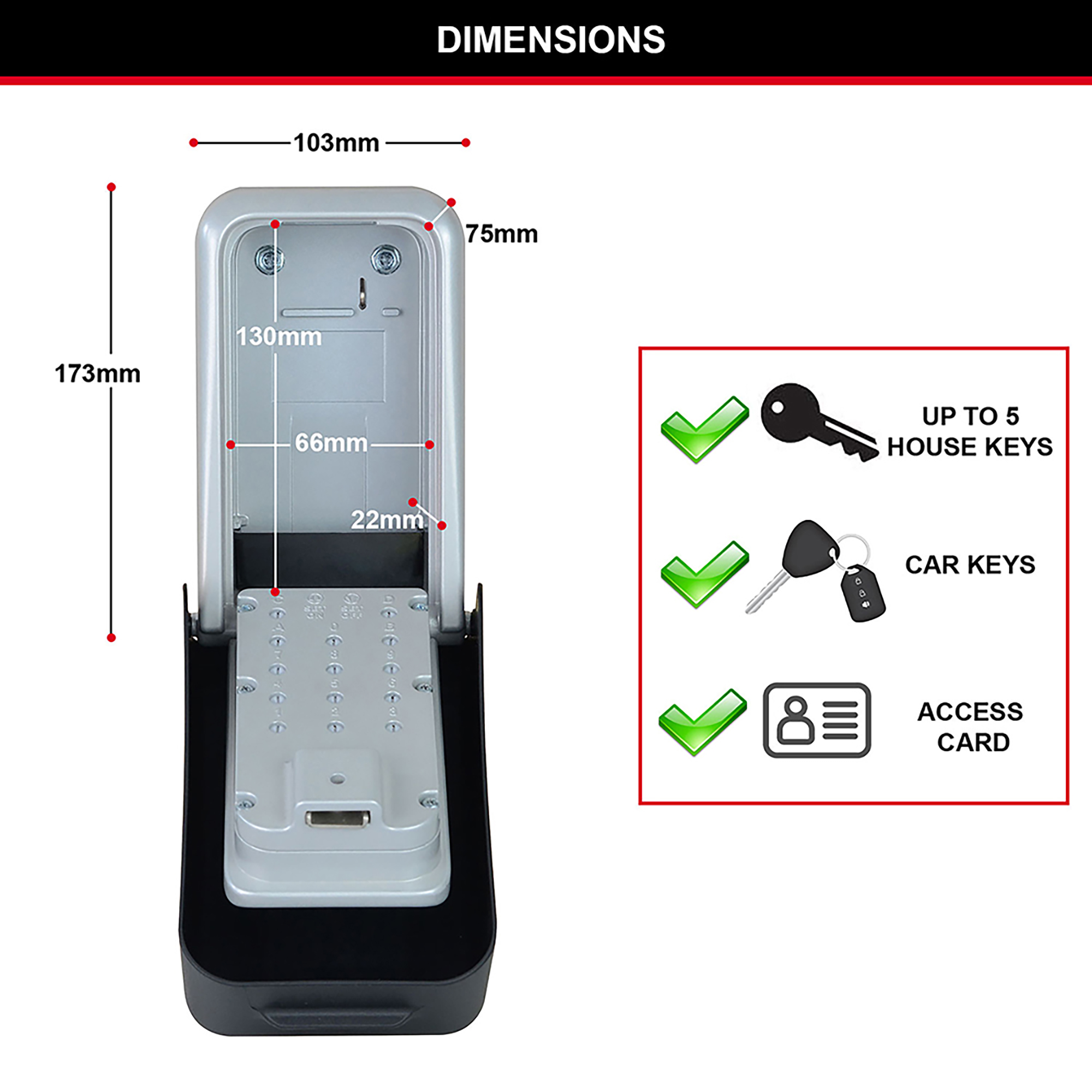 Boite à clés sécurisée rétroéclairée Extérieur à Anse Medium- Master Lock-  Preventimark - Préventimark