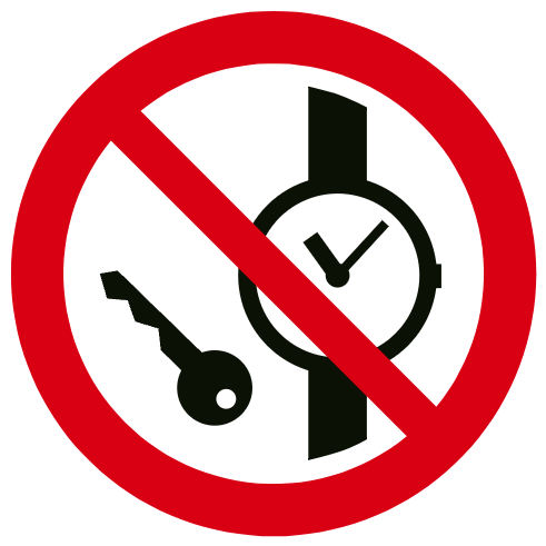Articles métalliques ou montres interdits - étiquettes et panneaux d'interdiction et de restriction