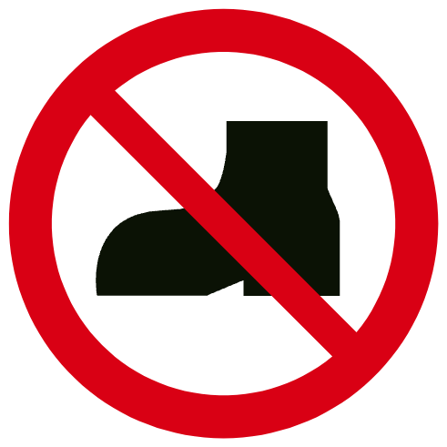 Chaussures d'extérieur interdites