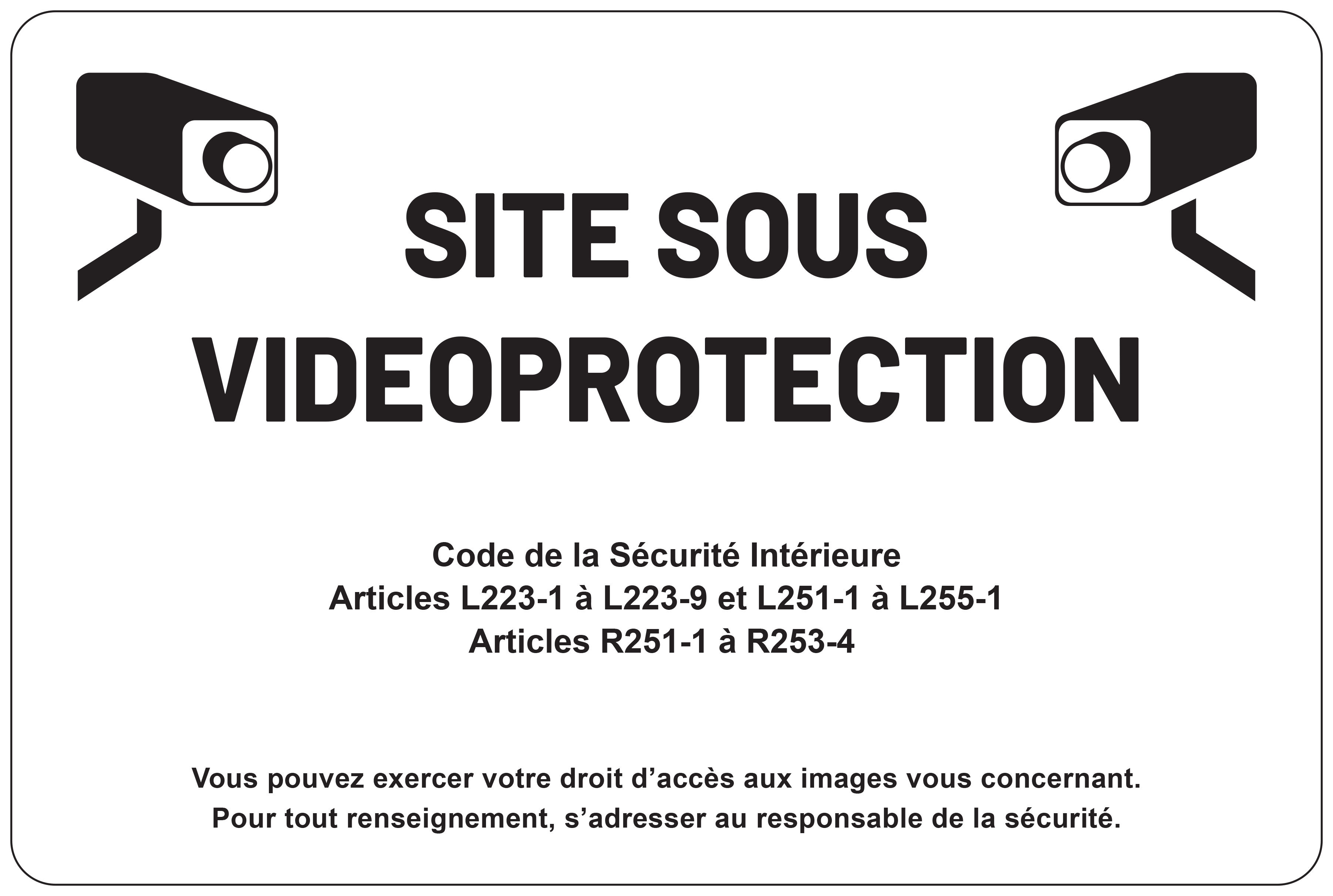 Panneau / étiquette : Site sous vidéoprotection - Fond blanc