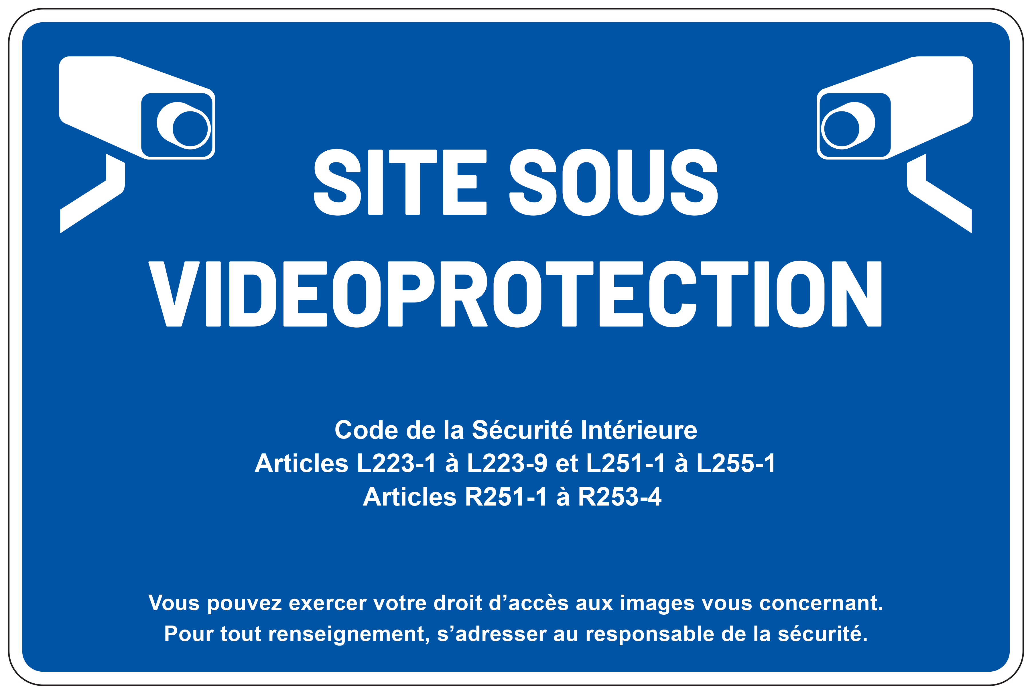 Panneau / étiquette : Site sous vidéoprotection - Fond bleu