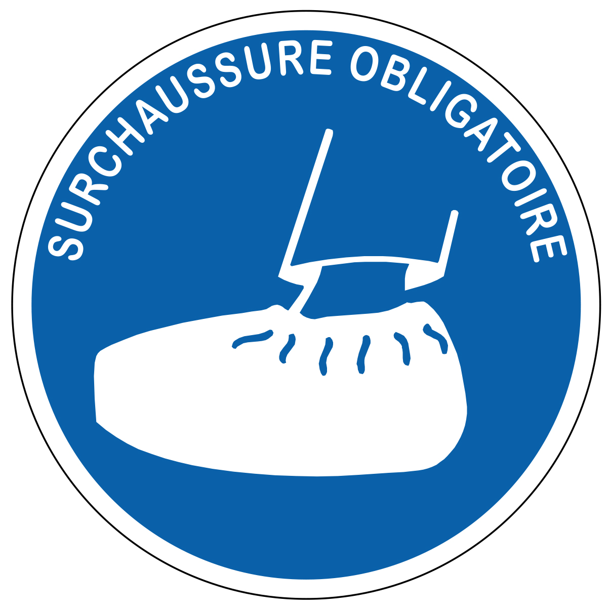 Surchaussure obligatoire - étiquettes et panneaux d'obligation et de consigne
