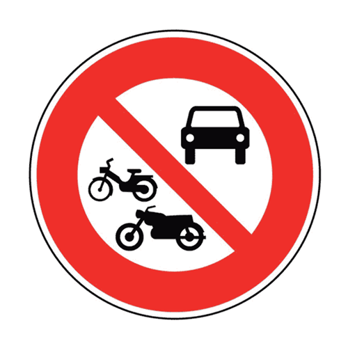 Panneau accès interdit à tous les véhicules à moteurs B7b