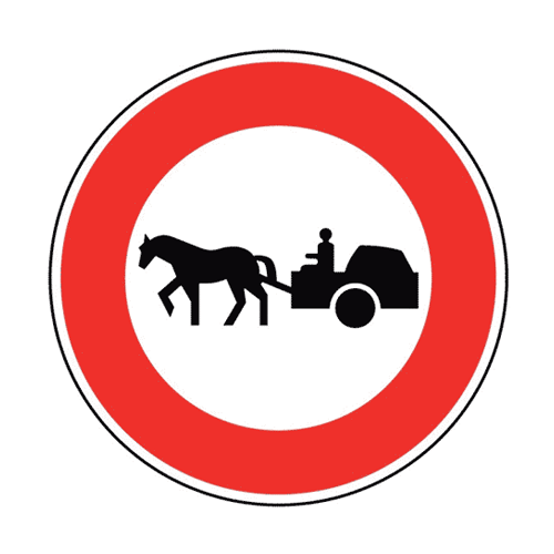 Panneau accès interdit aux véhicules à traction animale B9c