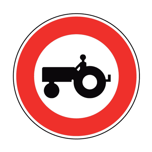 Panneau accès interdit aux véhicules agricoles à moteur B9d