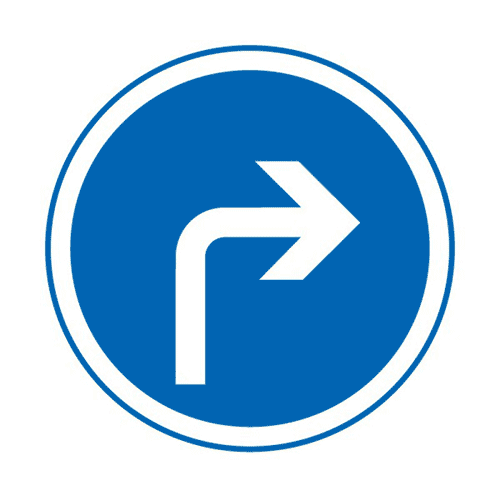 Panneau direction obligatoire à droite B21c1