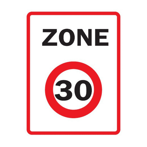 Panneau entrée d'une zone limitée à 30km/h B30