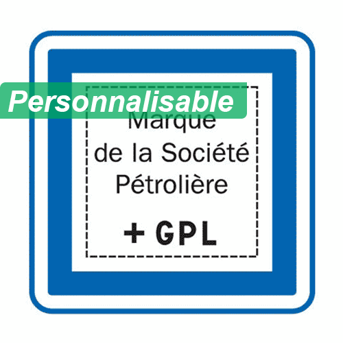 Panneau marque du poste de distribution de carburant + GPL CE15f