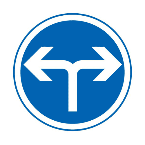 Panneau obligation d'aller à gauche ou à droite B21e