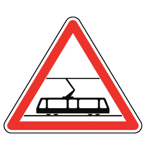 Panneau traversée de voies de tramways A9