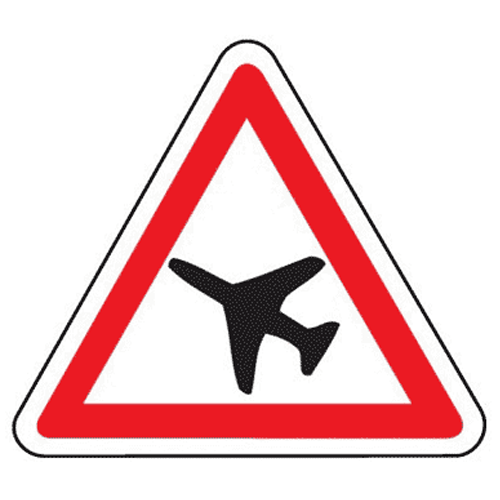 Panneau traversée d'une aire de danger aérien A23