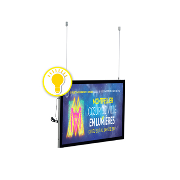 Cadres d'affichage LED Black'Line Suspendus Double-faces LED