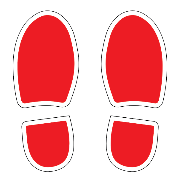 Marquage au sol adhésif-étiquette pieds prédécoupés