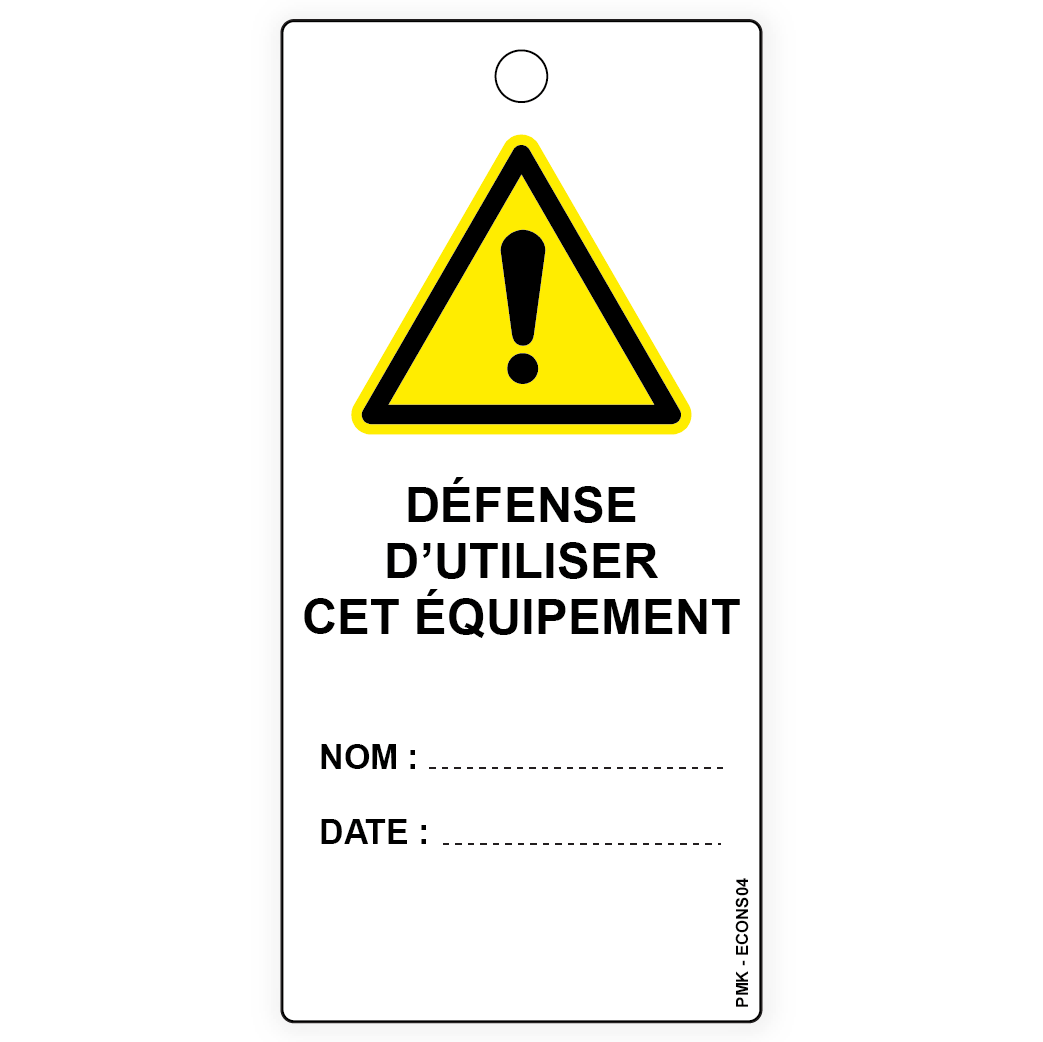 Défense d'utiliser cet équipement