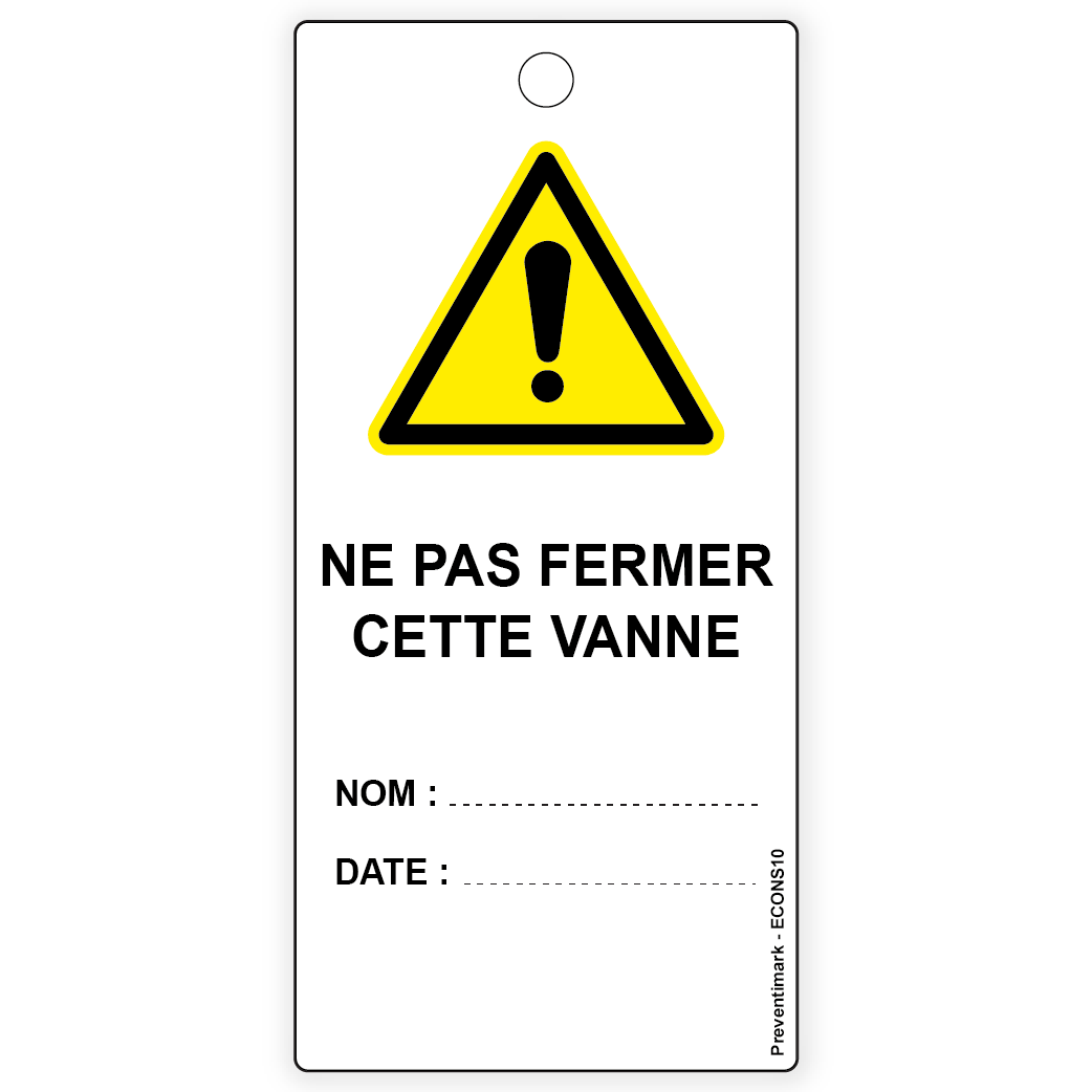 Ne pas fermer cette vanne