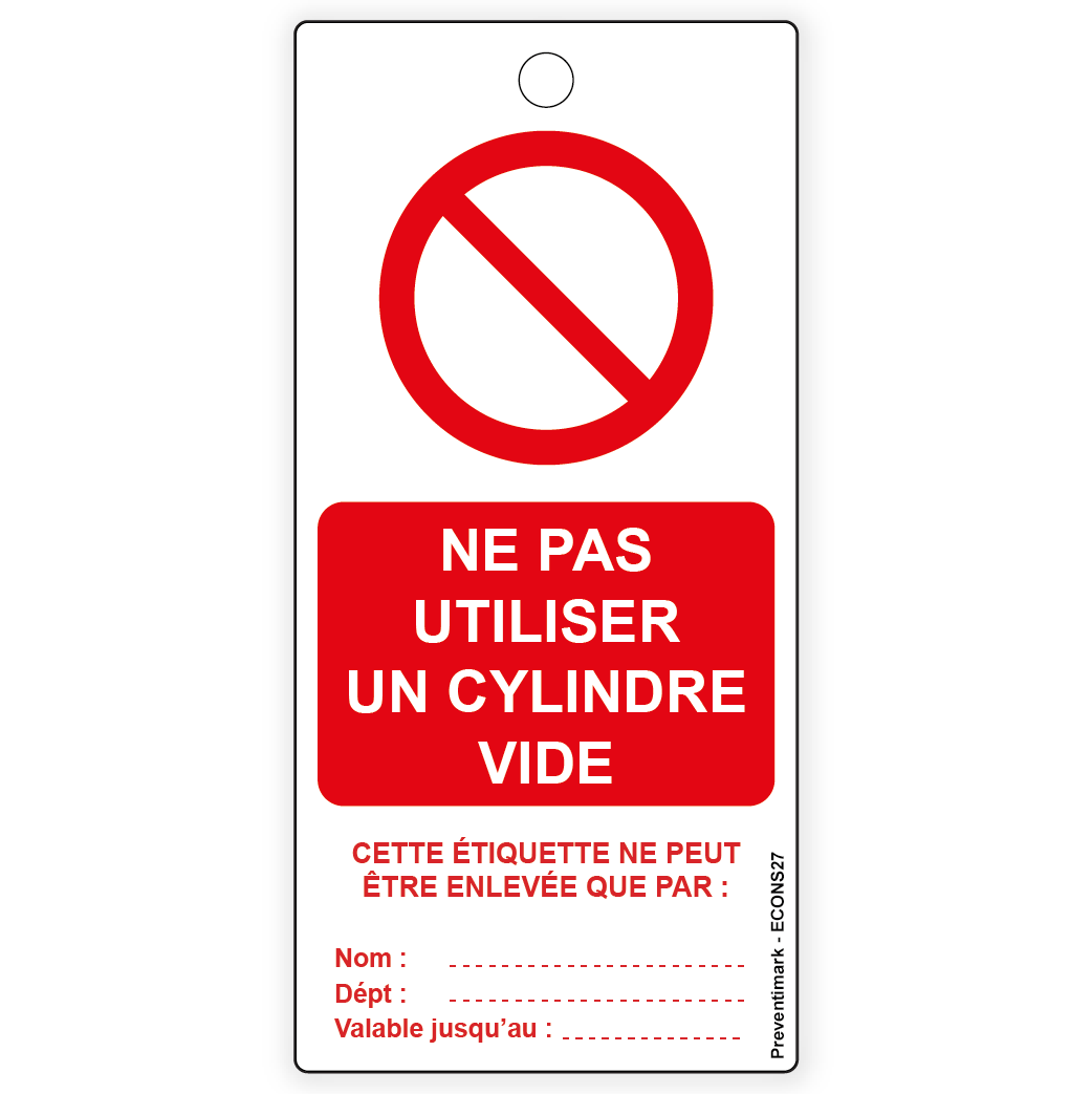 Ne pas utiliser un cylindre vide