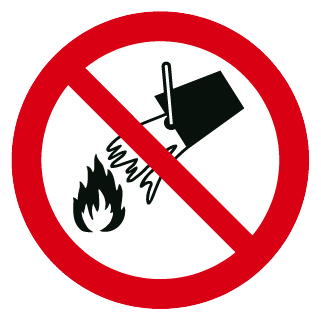 Interdiction d'éteindre avec de l'eau - étiquettes et panneaux d'interdiction et de restriction