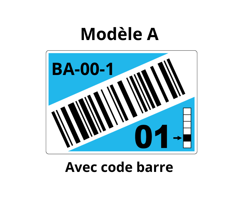 Etiquette de marquage et d'identification de racks et palettiers, modèle A pour code barre