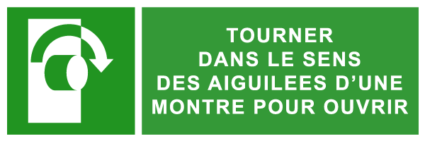 Tourner dans le sens des aiguillees d'une montre pour ouvrir - E262 - étiquettes et panneaux d'évacuation, de sauvetage et de secours - paysage