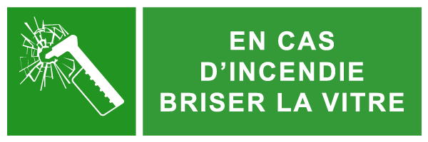 En cas d'accident briser la vitre - E271 - étiquettes et panneaux d'évacuation, de sauvetage et de secours - paysage