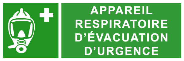 Appareil respiratoire d'évacuation d'urgence - E279 - étiquettes et panneaux d'évacuation, de sauvetage et de secours - paysage