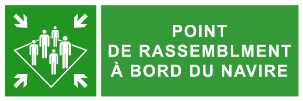 Point de rassemblement à bord du navire - E284 - étiquettes et panneaux d'évacuation, de sauvetage et de secours - paysage