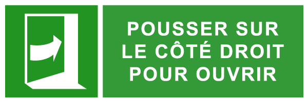 Pousser sur le côté droit pour ouvrir - E290 - étiquettes et panneaux d'évacuation, de sauvetage et de secours - paysage