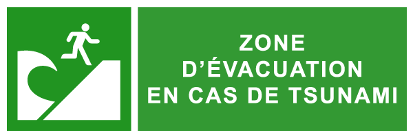 Zone d'évacuation en cas de tsunami - E296 - étiquettes et panneaux d'évacuation, de sauvetage et de secours - paysage