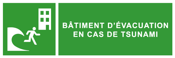 Bâtiment d'évacuation en cas de tsunami - E297 - étiquettes et panneaux d'évacuation, de sauvetage et de secours - paysage