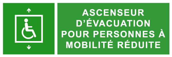 Ascenseur d'évacuation pour personnes à mobilité réduite - E302 - étiquettes et panneaux d'évacuation, de sauvetage et de secours - paysage