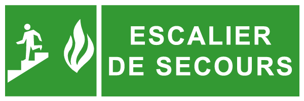 Escalier de secours - E305 - étiquettes et panneaux d'évacuation, de sauvetage et de secours - paysage