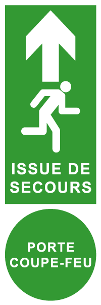 Issue de secours porte coupe-feu (spécial porte) - E307 - étiquettes et panneaux d'évacuation, de sauvetage et de secours - paysage