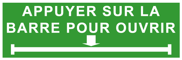 Appuyer sur la barre pour ouvrir - E327 - étiquettes et panneaux d'évacuation, de sauvetage et de secours - texte horizontal