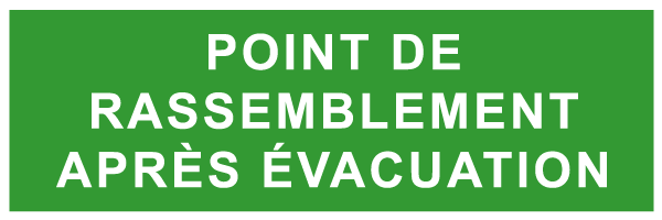 Point de rassemblement après évacuation - E330 - étiquettes et panneaux d'évacuation, de sauvetage et de secours - texte horizontal