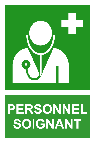 Personnel soignant - E400 - étiquettes et panneaux d'évacuation, de sauvetage et de secours - picto et texte portrait