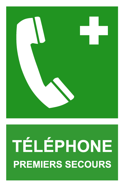 Téléphone premiers secours - E404 - étiquettes et panneaux d'évacuation, de sauvetage et de secours - picto et texte portrait