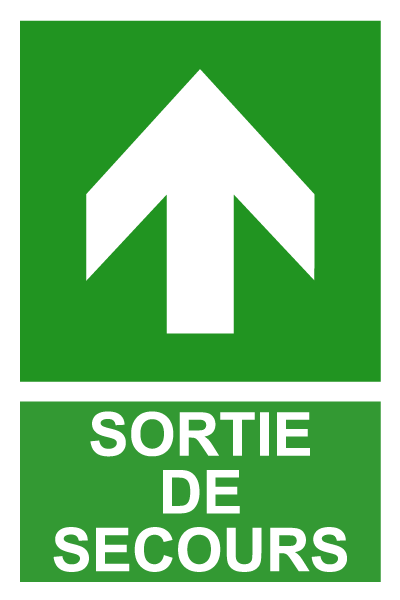 Sortie de secours - E409 - étiquettes et panneaux d'évacuation, de sauvetage et de secours - picto et texte portrait