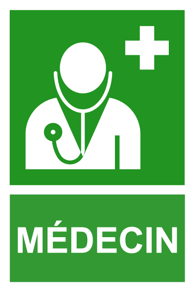 Médecin - E415 - étiquettes et panneaux d'évacuation, de sauvetage et de secours - picto et texte portrait